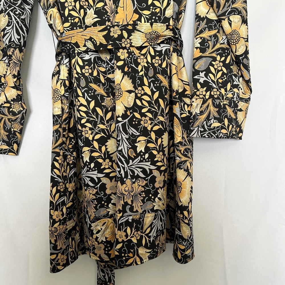 Sigrid Olsen Black and Yellow Floral Print Trench Coat - Picture 7 of 11